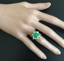 Load image into Gallery viewer, 5.05 Carats Natural Emerald and Diamond 14K Solid Yellow Gold Ring