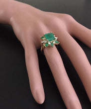 Load image into Gallery viewer, 5.05 Carats Natural Emerald and Diamond 14K Solid Yellow Gold Ring