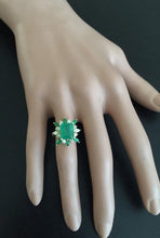 Load image into Gallery viewer, 5.05 Carats Natural Emerald and Diamond 14K Solid Yellow Gold Ring