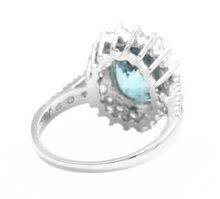 Load image into Gallery viewer, 6.80 Carats Natural Very Nice Looking Zircon and Diamond 18K Solid White Gold Ring