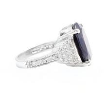 Load image into Gallery viewer, 14.60 Carats Exquisite Natural Blue Sapphire and Diamond 14K Solid White Gold Ring
