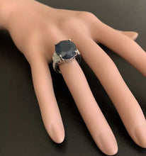 Load image into Gallery viewer, 14.60 Carats Exquisite Natural Blue Sapphire and Diamond 14K Solid White Gold Ring