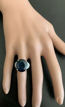Load image into Gallery viewer, 14.60 Carats Exquisite Natural Blue Sapphire and Diamond 14K Solid White Gold Ring
