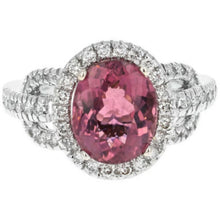 Load image into Gallery viewer, 4.10 Carats Natural Very Nice Looking Tourmaline and Diamond 14K Solid White Gold Ring