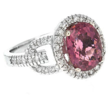 Load image into Gallery viewer, 4.10 Carats Natural Very Nice Looking Tourmaline and Diamond 14K Solid White Gold Ring