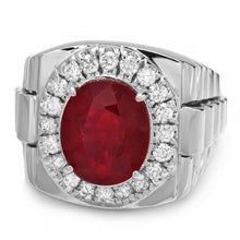 Load image into Gallery viewer, 7.70Ct Natural Red Ruby and Diamond 14k Solid White Gold Men's Ring