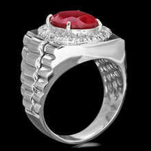 Load image into Gallery viewer, 7.70Ct Natural Red Ruby and Diamond 14k Solid White Gold Men's Ring