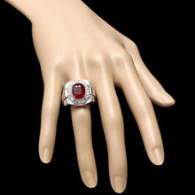 Load image into Gallery viewer, 7.70Ct Natural Red Ruby and Diamond 14k Solid White Gold Men's Ring