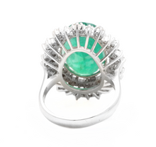 Load image into Gallery viewer, 9.60 Carats Natural Emerald and Diamond 14K Solid White Gold Ring