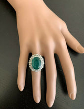 Load image into Gallery viewer, 9.60 Carats Natural Emerald and Diamond 14K Solid White Gold Ring