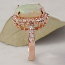 Load image into Gallery viewer, 6.80 Carats Natural Impressive Australian Opal and Diamond 14K Solid Rose Gold Ring
