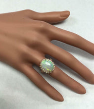 Load image into Gallery viewer, 6.80 Carats Natural Impressive Australian Opal and Diamond 14K Solid Rose Gold Ring