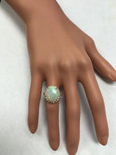 Load image into Gallery viewer, 6.80 Carats Natural Impressive Australian Opal and Diamond 14K Solid Rose Gold Ring