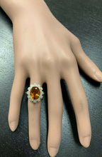 Load image into Gallery viewer, 7.15 Carats Exquisite Natural Madeira Citrine and Diamond 14K Solid Yellow Gold Ring