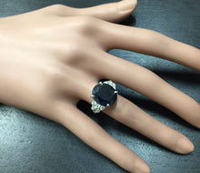 Load image into Gallery viewer, 10.70 Carats Exquisite Natural Blue Sapphire and Diamond 14K Solid White Gold Ring