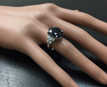 Load image into Gallery viewer, 10.70 Carats Exquisite Natural Blue Sapphire and Diamond 14K Solid White Gold Ring