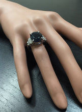 Load image into Gallery viewer, 10.70 Carats Exquisite Natural Blue Sapphire and Diamond 14K Solid White Gold Ring