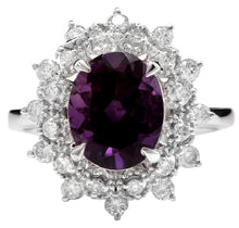 Load image into Gallery viewer, 3.60 Carats Natural Amethyst and Diamond 14K Solid White Gold Ring
