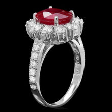 Load image into Gallery viewer, 4.50 Carats Natural Red Ruby and Diamond 14K Solid White Gold Ring