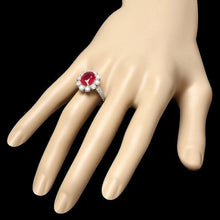 Load image into Gallery viewer, 4.50 Carats Natural Red Ruby and Diamond 14K Solid White Gold Ring