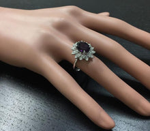 Load image into Gallery viewer, 3.60 Carats Natural Amethyst and Diamond 14K Solid White Gold Ring
