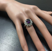 Load image into Gallery viewer, 3.60 Carats Natural Amethyst and Diamond 14K Solid White Gold Ring