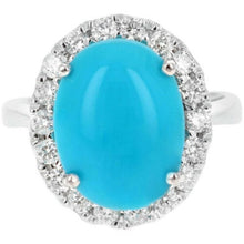 Load image into Gallery viewer, 7.65 Carats Impressive Natural Turquoise and Diamond 14K White Gold Ring