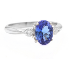 Load image into Gallery viewer, 1.86 Carats Natural Very Nice Looking Tanzanite and Diamond 14K Solid White Gold Ring