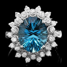 Load image into Gallery viewer, 6.00 Carats Natural Blue Topaz and Diamond 14K Solid White Gold Ring