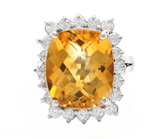 Load image into Gallery viewer, 8.75 Carats Natural Very Nice Looking Citrine and Diamond 14K Solid White Gold Ring