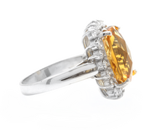 Load image into Gallery viewer, 8.75 Carats Natural Very Nice Looking Citrine and Diamond 14K Solid White Gold Ring