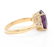 Load image into Gallery viewer, 5.24 Carats Natural Impressive Amethyst and Diamond 14K Yellow Gold Ring