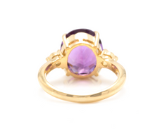 Load image into Gallery viewer, 5.24 Carats Natural Impressive Amethyst and Diamond 14K Yellow Gold Ring