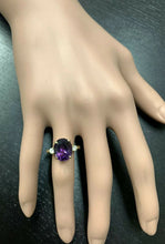 Load image into Gallery viewer, 5.24 Carats Natural Impressive Amethyst and Diamond 14K Yellow Gold Ring