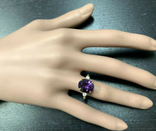 Load image into Gallery viewer, 5.24 Carats Natural Impressive Amethyst and Diamond 14K Yellow Gold Ring