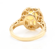 Load image into Gallery viewer, 5.10 Carats Natural Impressive Ethiopian Opal and Diamond 14K Solid Yellow Gold Ring