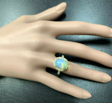 Load image into Gallery viewer, 5.10 Carats Natural Impressive Ethiopian Opal and Diamond 14K Solid Yellow Gold Ring