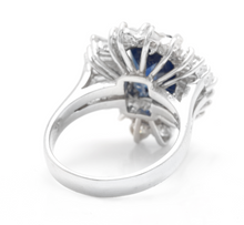Load image into Gallery viewer, 5.04 Carats Exquisite Natural Blue Sapphire and Diamond 14K Solid White Gold Ring