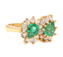 Load image into Gallery viewer, 2.70 Carats Natural Emerald and Diamond 14K Solid White Gold Ring