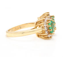 Load image into Gallery viewer, 2.70 Carats Natural Emerald and Diamond 14K Solid White Gold Ring