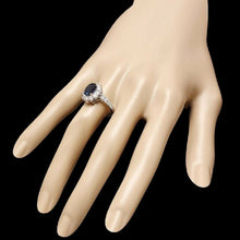 Load image into Gallery viewer, 3.25 Carats Exquisite Natural Blue Sapphire and Diamond 14K Solid White Gold Ring