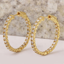 Load image into Gallery viewer, Exquisite 2.10 Carats Natural Diamond 14K Solid Yellow Gold Hoop Earrings