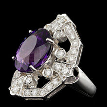 Load image into Gallery viewer, 8.60 Carats Natural Amethyst and Diamond 14K Solid White Gold Ring