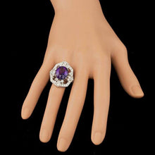 Load image into Gallery viewer, 8.60 Carats Natural Amethyst and Diamond 14K Solid White Gold Ring