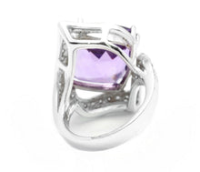 Load image into Gallery viewer, 14.70 Carats Natural Amethyst and Diamond 14K Solid White Gold Ring