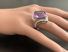 Load image into Gallery viewer, 14.70 Carats Natural Amethyst and Diamond 14K Solid White Gold Ring