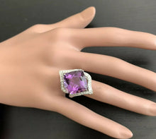 Load image into Gallery viewer, 14.70 Carats Natural Amethyst and Diamond 14K Solid White Gold Ring