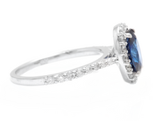Load image into Gallery viewer, 3.10 Carats Exquisite Natural Blue Sapphire and Diamond 14K Solid White Gold Ring