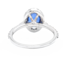 Load image into Gallery viewer, 3.10 Carats Exquisite Natural Blue Sapphire and Diamond 14K Solid White Gold Ring