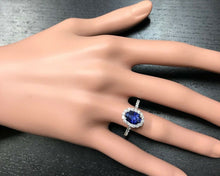 Load image into Gallery viewer, 3.10 Carats Exquisite Natural Blue Sapphire and Diamond 14K Solid White Gold Ring